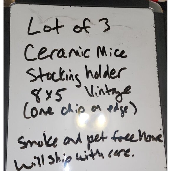 3 Vintage Mouse Stocking Holders Candy Cane Holly Christmas Decor - Picture 10 of 10